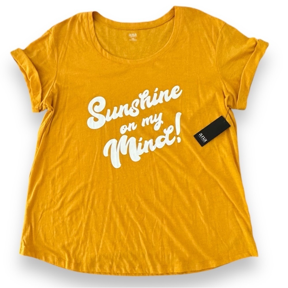 NWT Size XXL “SUNSHINE ON MY MIND” Cuffed Short Sleeve Scoop Neck Tee